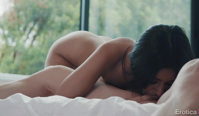 Ravishing nubile Eliza Ibarra takes a big older cock in her mouth and her pussy