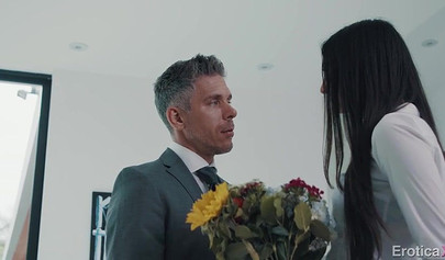 Ravishing nubile Eliza Ibarra takes a big older cock in her mouth and her pussy