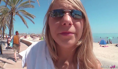 Cute German teen is fucked outdoors and gets her cute twat smeared in semen