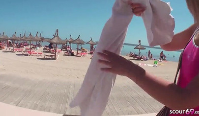 Cute German teen is fucked outdoors and gets her cute twat smeared in semen