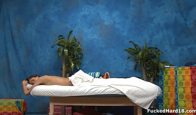 Brunette teen gets her mouth fucked hard by a horny man with a big fat dick