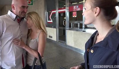 Blonde girl and her teen friend enjoy taking mature men deep inside of them