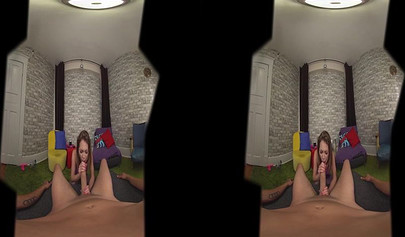 Tiny teen tries sucking on a massive cock but she ends up choking on it harshly