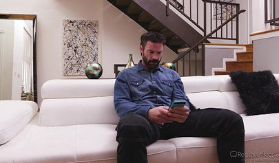 Hot blonde teenie encounters bearded hunk and then she chokes up on on his dong