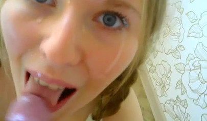 Cutie with pigtails gets her lovely face fucked hard by a insatiable hung hunk