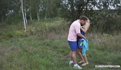 Teen picked up by horny stud and fucked hard in the outdoors missionary position