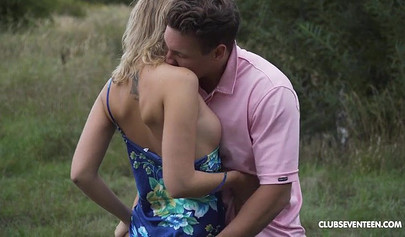 Teen picked up by horny stud and fucked hard in the outdoors missionary position