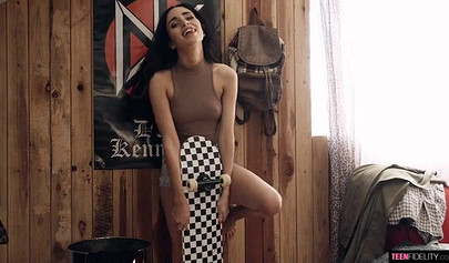 Tight teen with a fat ass takes a big dick from the back and moans very loudly