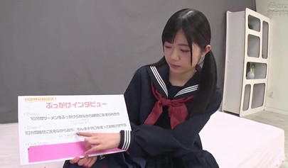 Japanese teen girl in school uniform seduces a bunch of men with her cute body