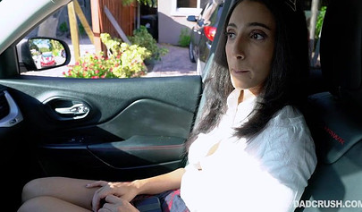 Hot teen blows stepdads big fat cock while he chills on the bed and then rides