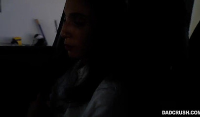 Hot teen blows stepdads big fat cock while he chills on the bed and then rides