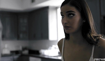 Slutty young teenie stepdaughter punished by being fucked hard by a big fat cock