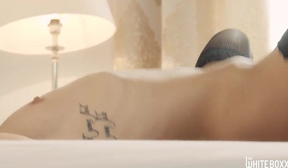 Stunning blonde nubile sucks a fat cock and gets hammered in her sexy fishnets