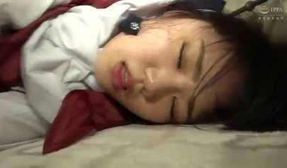Cute Japanese Teen girl in school uniform gets fucked in a very small room