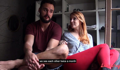 Young hot couple of teenagers have passionate sex in a very romantic setting