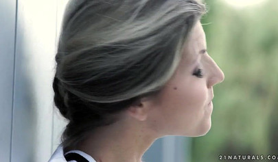 Skinny blonde teen takes a massive cock deep in her tiny throat and her tight ass