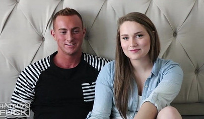 Tattooed brunette teen swallows his hard cock before being hammered to orgasm