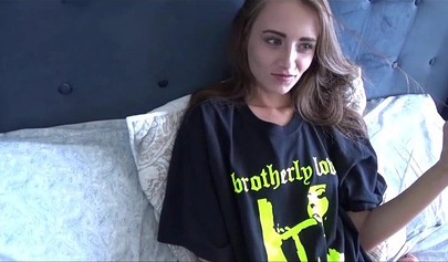 Gorgeous teen stepsister fools around and ends up with a hard cock in her pussy