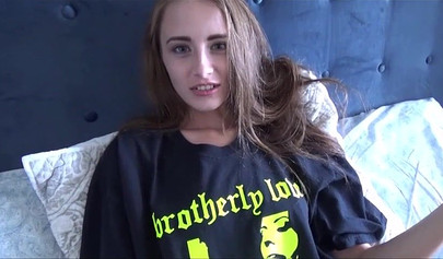 Gorgeous teen stepsister fools around and ends up with a hard cock in her pussy