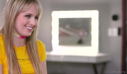 Skinny blonde teen seduced by a beautiful MILF into pussy licking and lesbian sex