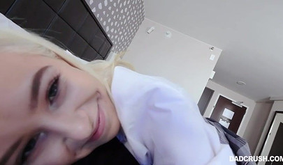 Slutty little teen schoolgirl slobbers on a hard cock before taking it balls deep