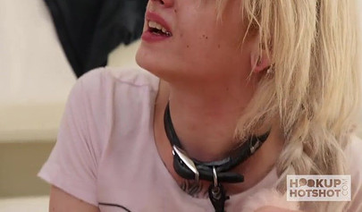 Submissive blonde nubile choked with a big hard cock before being pounded deep