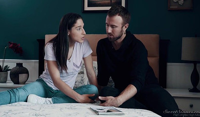 Pretty blonde teen slobbers on a big hard cock and gets her tight pussy hammered