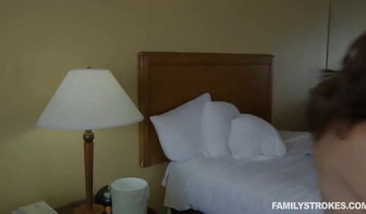 Teen couple fucks on a vacation while their best friend is sleeping next to them