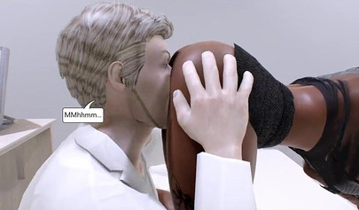 Dark-skinned teenie with perfect round tits has her pussy hammered by a big cock