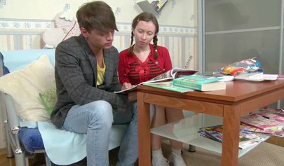 Innocent young nubile sucks his big fat cock and takes it deep in her tight ass