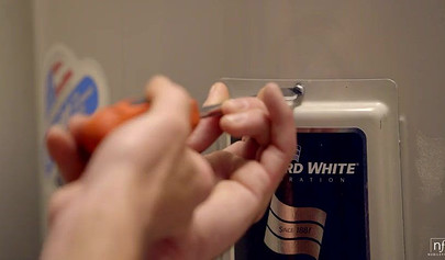 Gorgeous blonde teen chokes on a hard cock before taking it deep in her pussy