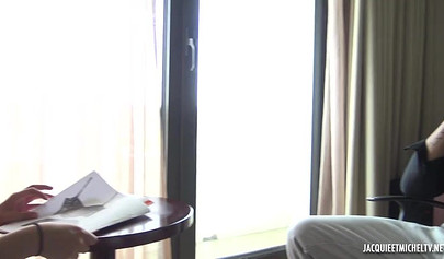 Curvy brunette teen with glasses shoves a raging cock deep in her tight ass