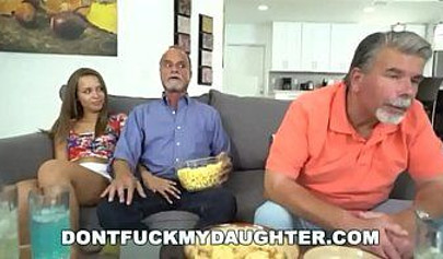 Teenage whore takes an old dick in her mouth before letting it impale her ass