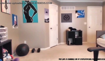 Skinny amateur teen in long socks removes her panties and starts to masturbate