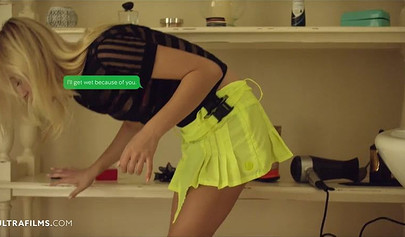 Two sensual blonde teen lesbians with amazing bodies lick and fuck each other