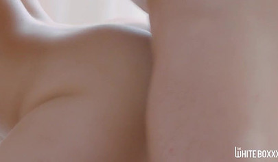 Charming black-haired teen blindfolded and licked before sucking cock and fucking