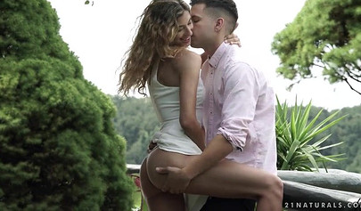 Curly blonde nubile sucks his cock and gets her ass impaled before swallowing cum