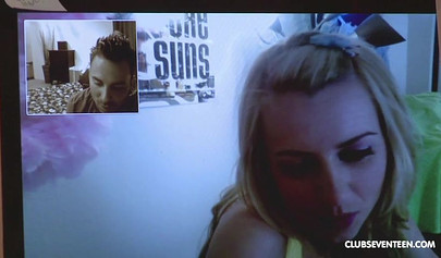 Petite blonde teen swallows a big hard cock before having her pussy pounded deep