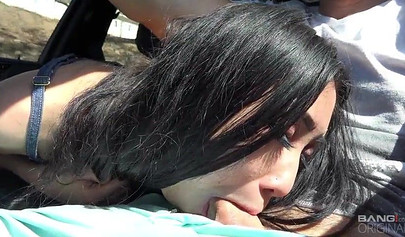 Skinny Asian teen with glasses has her throat and pussy penetrated by a big cock