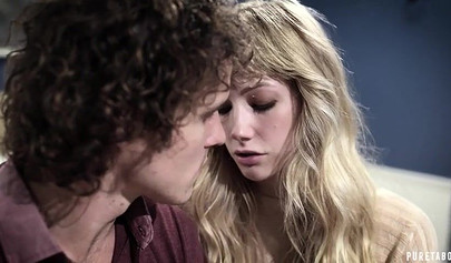 Lusty blonde teen sucks his a hard cock before having her pussy licked and pounded