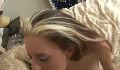 Mesmerizing student nubile gives a sensual handjob and blowjob before being fucked