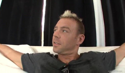 Hot athletic teen in a blue shirt sucks a big penis then gets fucked with it