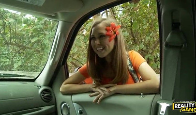 Hot teen whore Riley Reid gets picked up and fucked on a big nice black couch