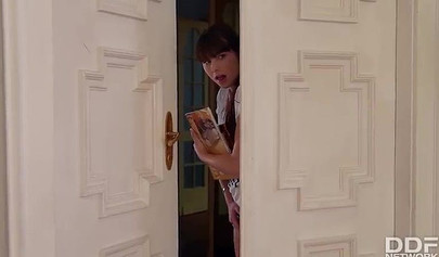 Hot teen girls Luna and Rebecca compete for one cock but in the end share it