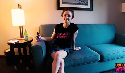 Busty petite teen girl swallows a dick and then lets it plow her tight cunt