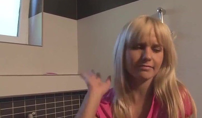 Hot German teen sucks a huge dick and then nicely fucks it in the bathroom