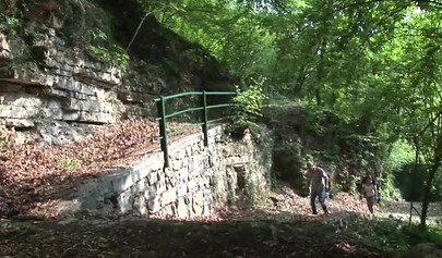 Young teen slammed in the woods by her old trainer and she loves the feeling