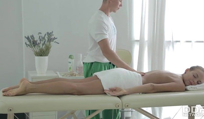 Horny Russian teen girl grabs her masseuse's dick and then gets nicely fucked