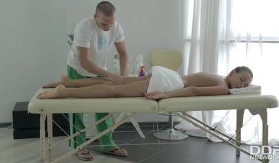 Horny Russian teen girl grabs her masseuse's dick and then gets nicely fucked