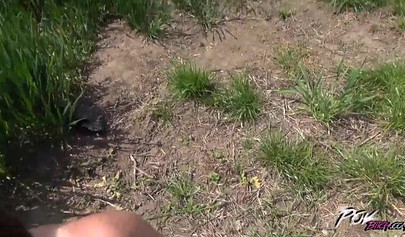 Hot teen with a big ass gets fucked in public and receives a massive facial